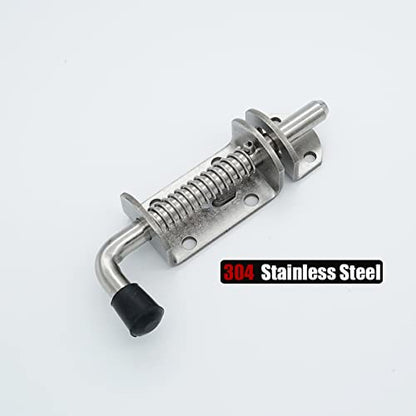 JQK Spring Loaded Barrel Bolt Latch, Heavy Duty 304 Stainless Steel Thickened 3mm Door Lock, 6.3 Inch Brushed Finished, HSB410-P2 - color: Brushed, size: 6.3Inch - 2Pack