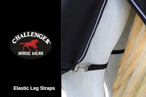 Challenger 1200D Turnout Rain Horse Sheet Light Winter Blanket Gusset 363G - color: Black Black-White Trim, size: 60 inches
