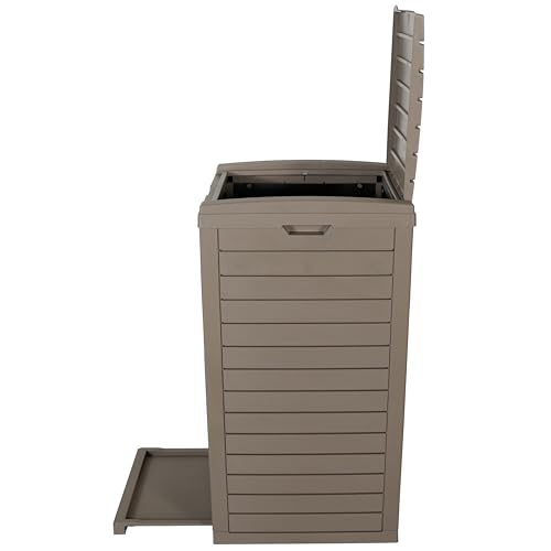 BTEXPERT 62 Gallon Outdoor Garbage Trash Can, Waterproof Resin Double Lid Drip Tray, Outside Trash Bin for Hideaway Patio Waste, Kitchen, Backyard, Deck, Pool Gray - size: 1 Pack