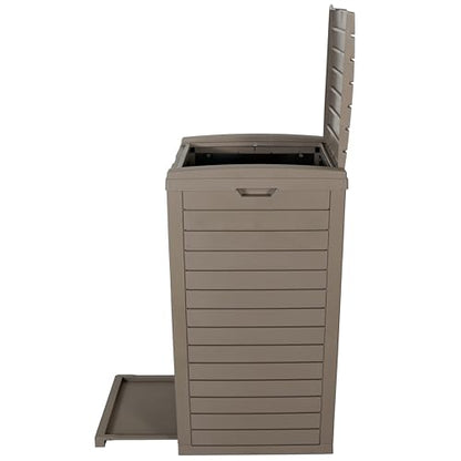 BTEXPERT 62 Gallon Outdoor Garbage Trash Can, Waterproof Resin Double Lid Drip Tray, Outside Trash Bin for Hideaway Patio Waste, Kitchen, Backyard, Deck, Pool Gray - size: 1 Pack