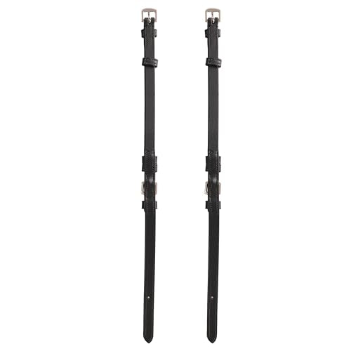 English Bridle Cheek Pieces– 5/8" (16mm) Leather Replacement Cheekpieces with Buckle Fastening – Premium Vegetable-Tanned Leather Horse Tack – Stainless Steel Hardware – Full Size - color: Black, size: Pony/Small Size