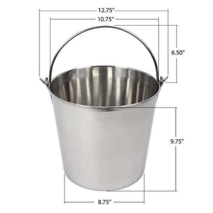 Lindy's 13-Quart Stainless Steel Bucket, Durable Seamless Bucket for Home, Carry Water or Milk, Fill with Food, Cleaning Bucket - size: 13 quarts