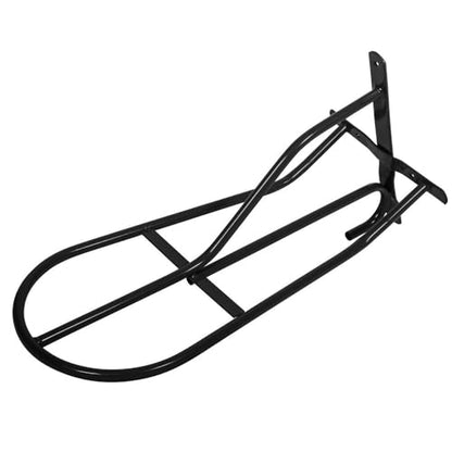 EASY-UP Black English & Western Saddle Rack | Organize Tack Room | Sleek and Durable | PVC Coated Steel | Mounts Easily | Includes Hook to Hold a Bridle, Helmet or Other Items