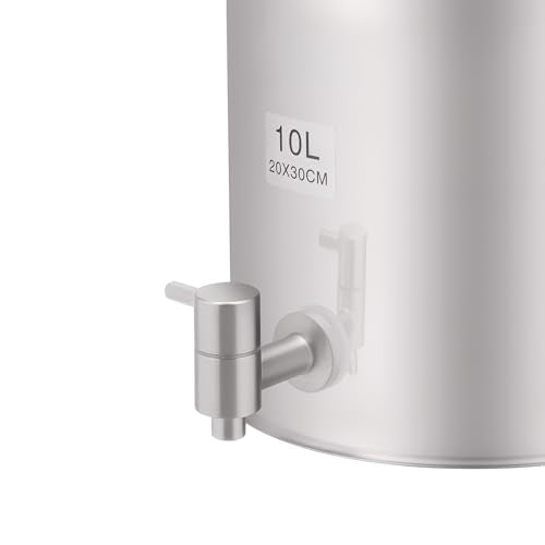304 Stainless Steel 10L Milk Can with Spigot, Beverage Drink Dispenser, Portable Milk Transport Barrel with Handle for Milk Wine Oil & Home Kitchen Party - size: 7.87*11.81in