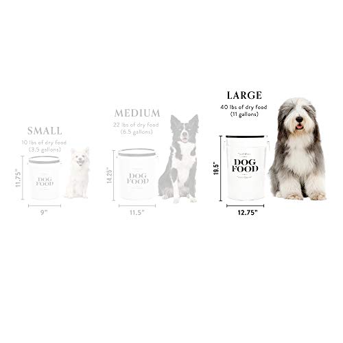 Harry Barker Bon Chien Dog Food Storage Canister – Medium 6.5 gallons, Airtight Stainless Steel Pet Food Container, Stylish Kitchen Counter Dog Kibble Storage with Easy-Open Lid - White - color: Black & White