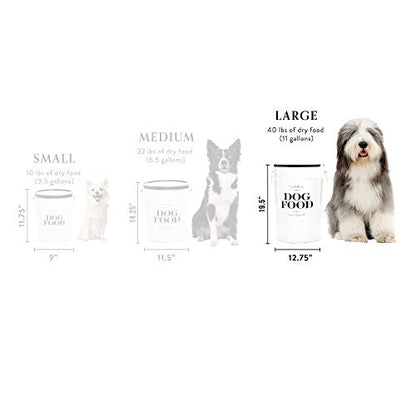 Harry Barker Bon Chien Dog Food Storage Canister – Medium 6.5 gallons, Airtight Stainless Steel Pet Food Container, Stylish Kitchen Counter Dog Kibble Storage with Easy-Open Lid - White - color: Black & White