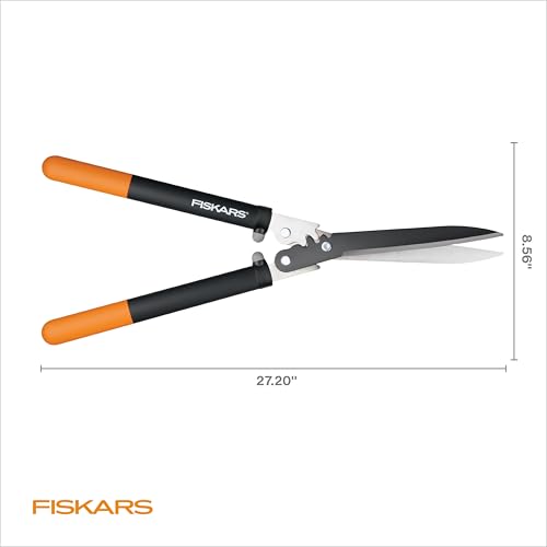 Fiskars 23" PowerGear Garden Hedge Shears, 10" Stainless Steel Blades | PowerGear Technology Multiplies Power for Less Effort, Hedge Clippers with Sharp Low-Friction Precision-Ground Steel Blades - style: 23" PowerGear