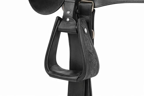 Horse Saddle Stirrups Western Tack Floral Hand Tooled Leather Covered 51173BR