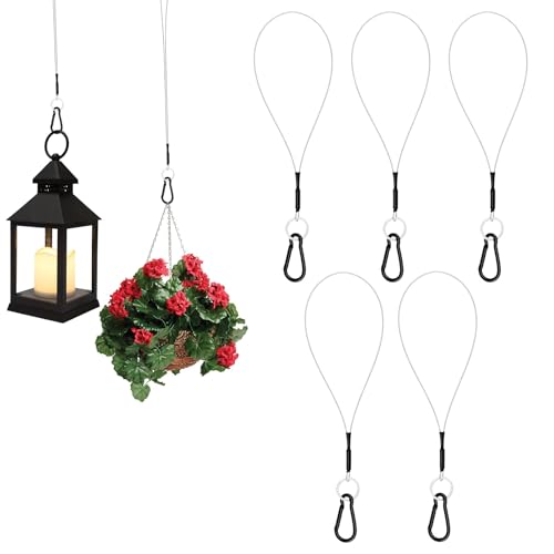 SDTC Tech 8 Inch Hanging Straps with Carabiner Hook 5 Pack | Hanging Chain Cable Rope for Bird Feeders, Tree, Plant Extenders, Lanterns, Yard Christmas Decorations - size: 8INCH-5PCS