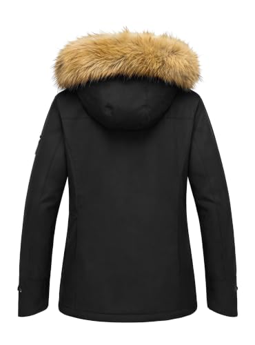 wantdo Women's Waterproof Ski Jacket Warm Fleece Lined Snow Winter Coat - color: Black, size: Small