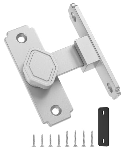 Pocket Door Lock, 90 Degree Latch, Barn Door Hardware Silver 1PC - color: Silver-1 Pc