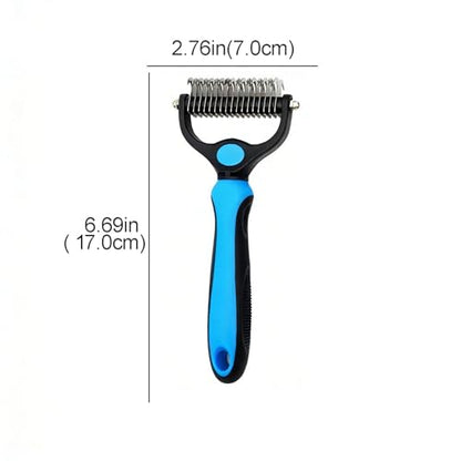 Double-Sided Dematting & Deshedding Comb for Dogs & Cats, Stainless Steel Undercoat Rake Pet Grooming Brush, Gentle Shedding Tool for Long Haired & Thick Coated Pets(Pink) - color: Pink