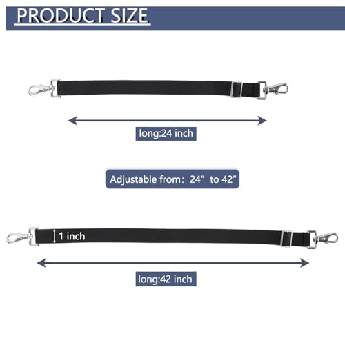Premium Horse Blanket Sheet Leg Straps, Replacement Stretchy Belly Strap with Double Swivel Snaps, Adjustable Elastic Length from 24 to 42 Inch Winter Blanket - color: Black