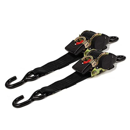 DC Cargo Mall Auto Retractable Ratchet Straps (4-Pack) 2” x 10ft, Heavy Duty, 3,033lb Break Strength – Tie Down Straps for Cargo, Truck, Trailer, Boats - size: 2 (Pack of 2)