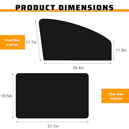 4 PCS Car Side Window Sun Shades, Heat Insulation Auto Windows Shades Privacy Protection Curtain with Magnets, UV Rays Blocker Window Cover for Most Vehicles, Car Accessories (Black) - color: Black