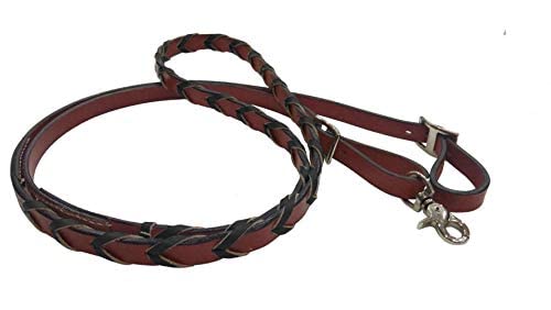 Showman Leather Braided Reins w/Colored Lacing - color: Black