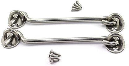 6 Inch Cabin Hook Eye Latch Wind-Proof Lock Shed Stainless Steel Gate Door Window Safety Stopper Silent Holders Catch Lock with Mounting Screws - size: 6 Inch