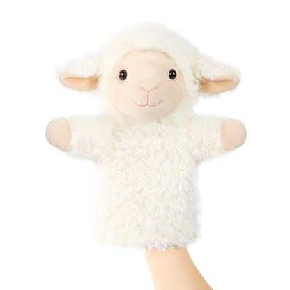 Sheep Hand Puppets Lamb Plush Toy Stuffed Animal Soft Fuzzy for Baby Story Time Safe Washable Stuffed Adult Hands Fit Interactive Play - color: Sheep
