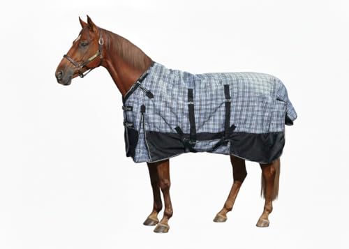 1200D Waterproof Medium Weight Poly (250g Fill) Horse Winter Turnout Blanket with Standard Neck AT010002CHK1-72 - size: 72