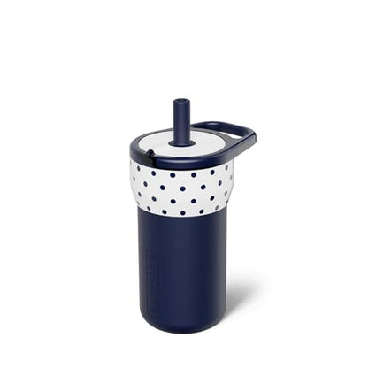 BrüMate Leap 12oz 100% Leakproof Kids Tumbler with Handle & Silicone Soft Straw | Durable Drop Resistant Silicone Sleeve | Made of Insulated Stainless Steel | Cup Holder Friendly | (White Polka Dots) - color: White Polka Dots