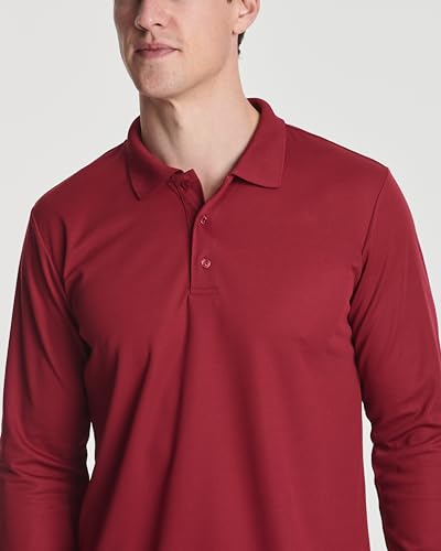 3 Pack Mens Long Sleeve Polo Shirts Dry Fit Golf Work Casual Collared Tops - color: Set 2, size: Small