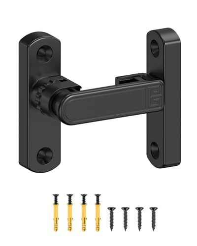 Adjustable Barn Door Locks, 90/180 Degree Gate Latch, Black - color: Black-1 Pc