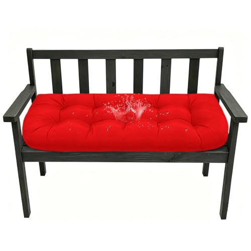 Outdoor Swing Bench Cushion Printed Loveseat Pad for Patio - color: Red