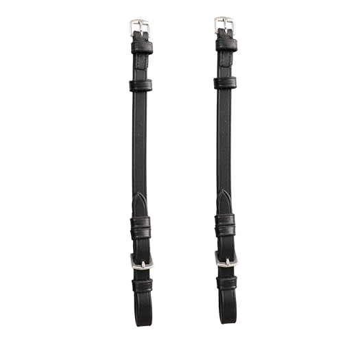 English Bridle Cheek Pieces– 5/8" (16mm) Leather Replacement Cheekpieces with Buckle Fastening – Premium Vegetable-Tanned Leather Horse Tack – Stainless Steel Hardware – Full Size - color: Black, size: Over/Warm Blood Size