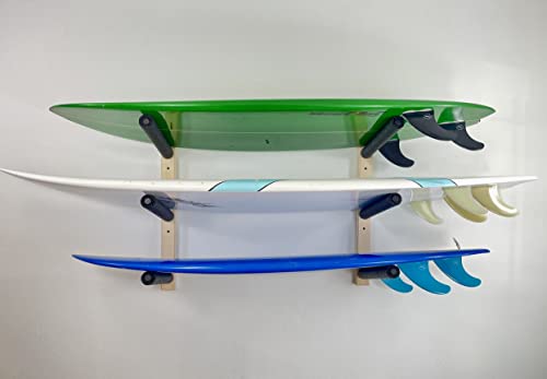 Surfboard, Wakeboard, Kiteboard Wall Rack Mount - Holds 3 Boards