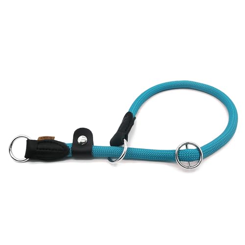 Braided Round Martingale Dog Collar, Training Collar with Slidable Stop Ring and Adjustable Stopper - Ideal for Large Dogs (L(1/2") - 20" Long, Light Blue) - color: Light Blue, size: L(1/2") - 20" Long with stopper