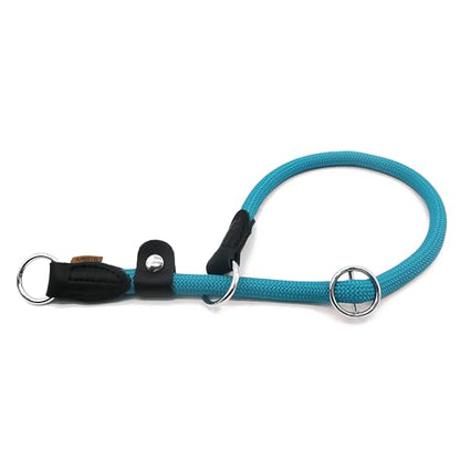 Braided Round Martingale Dog Collar, Training Collar with Slidable Stop Ring and Adjustable Stopper - Ideal for Large Dogs (L(1/2") - 20" Long, Light Blue) - color: Light Blue, size: L(1/2") - 20" Long with stopper