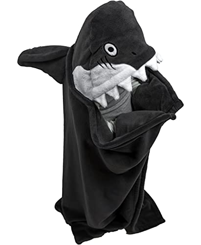 Lazy One Wearable Hooded Blanket for Kids, Animal Hooded Blanket (Shark) - color: Wide Awake Sharks Hooded Blanket