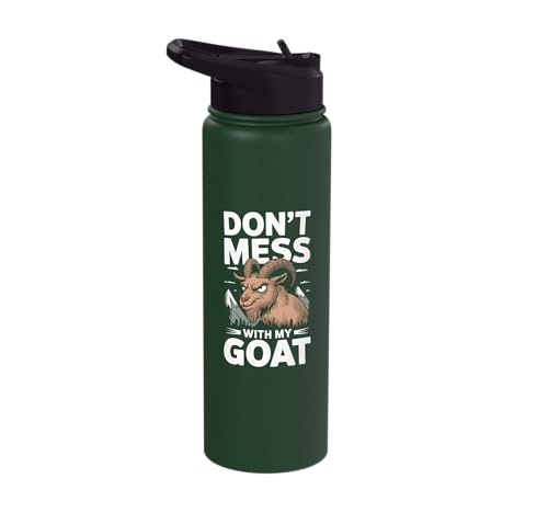 Don´t Mess With My Goat Cute Coat Pygmy Goat Farmer Stainless Steel Insulated Water Bottle - color: Dark Green