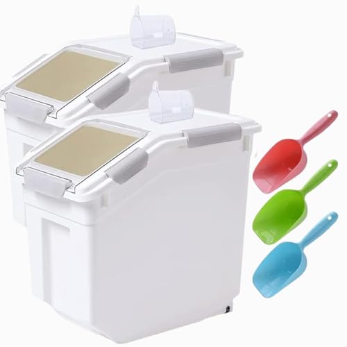 Saim 25lb Flour/Rice Storage Container with Rolling Casters（Gray） - color: Gray