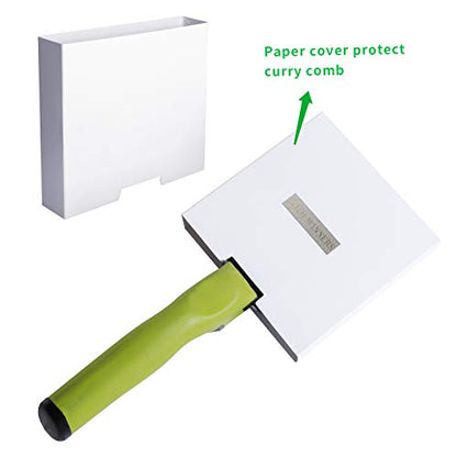 BOTH WINNERS Reversible Stainless Steel Curry Comb with Soft Touch Grip (Neon Green) - color: neon green