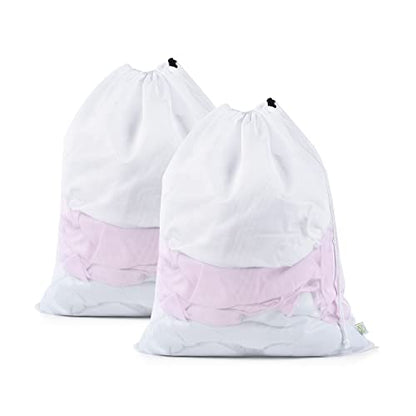 OTraki 2 Pack Mesh Laundry Bag 20x24 Inch Heavy Duty Laundry Fine Mesh Bags Dirty Clothes Drawstring Laundry Wash Bag Delicates Net Storage Travel Bag Don't Drying, Melting 140-176℉ White - size: 20 x 24 inch