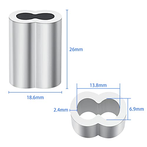 1/4 Aluminum Ferrules, Crimping Loop Sleeves 30PCS, Wire Rope Crimps | Aluminum Crimp Sleeves For Cable Ferrule And Wire Rope Connections. 1/4 Wire Rope Sleeves For Crimping Applications. - size: 1/4" (30PCS)