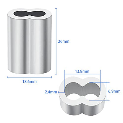 1/4 Aluminum Ferrules, Crimping Loop Sleeves 30PCS, Wire Rope Crimps | Aluminum Crimp Sleeves For Cable Ferrule And Wire Rope Connections. 1/4 Wire Rope Sleeves For Crimping Applications. - size: 1/4" (30PCS)