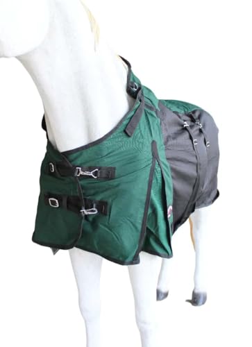 Challenger Horse 1200D Turnout Sheet Waterproof, Breathable, Light-Weight Rain Blanket with Bellyband, Ripstop Outer Shell 3EE13B - color: Hunter Green Black, size: 76 inches