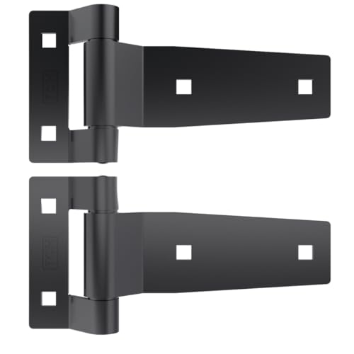 TCH Hardware 5" Stainless Steel Strap Tee T Hinge | Heavy Duty | Garage, Barn Door, Gate, Shed, Cargo Box, Trailer and Truck Strap T Hinge | (2 Pack, Black) - color: Black, size: 5 Inch