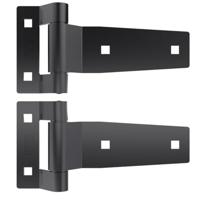 TCH Hardware 5" Stainless Steel Strap Tee T Hinge | Heavy Duty | Garage, Barn Door, Gate, Shed, Cargo Box, Trailer and Truck Strap T Hinge | (2 Pack, Black) - color: Black, size: 5 Inch