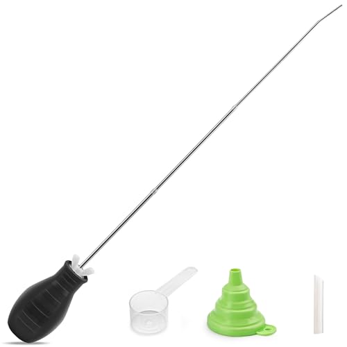 Sbestily Diatomaceous Earth Bulb Duster Powder Applicator, with Long Tubes | Extension Nozzle from 5'' to 22", Garden & Indoor, Large Wasp Insect Treatment Spreader / Puffer/ Spray Bottle