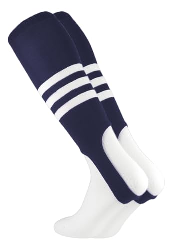 MadSportsStuff 7 Inch 3-Stripe Baseball Stirrups - Adult and Youth - color: Navy/White, size: Large