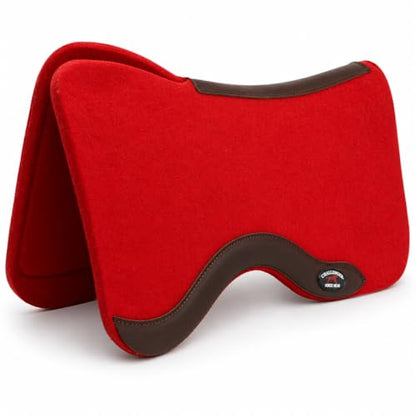 Horse SADDLE PAD Western Contoured Wool Felt Moisture Wicking Black 39RT16 - color: Red/Brown