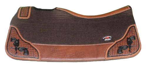 Horse Western Contoured Wool Felt Therapeutic Saddle Pad Black 39208 - color: Brown