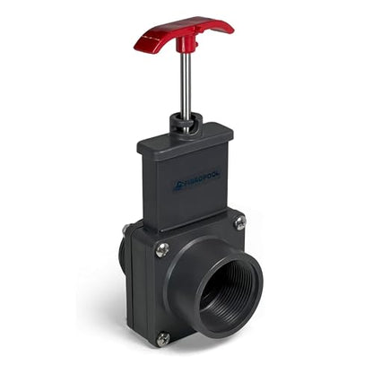 FibroPool Gate Valve - Dual Threaded Shut-Off - 1.5 in - Plastic | Above Ground Pool, 2 Ports, Male And Female Ends, Slide Mechanism, Weather Resistant, Pump And Skimmer Isolation - size: 1 1/2 inch