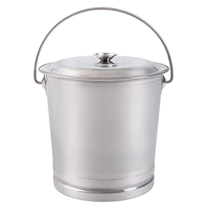 15Qt Stainless Steel Milk Pail Bucket, Carry Water or Drinks Container with Lid, Handle & Open Lip Edge Milk Pail Container Kitchen Compost Bin Scrap for Compost Outdoor Household (15Qt) - size: 15Qt