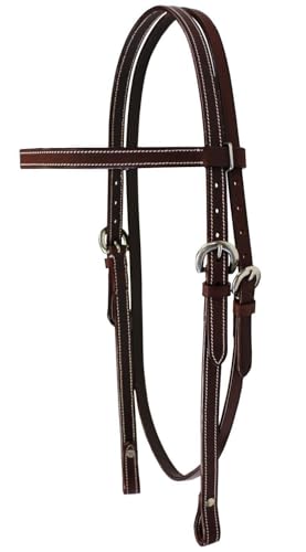 Tahoe TackKickin Country Square Browband Headstall USA Leather - color: Medium Oil, size: Mini