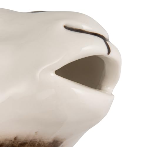 Creative Co-Op 12-Ounce Stoneware Goat Shaped Pitcher, Brown and White