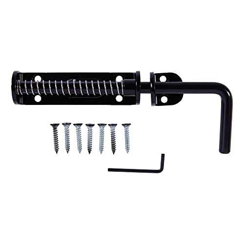 National Hardware Spring Loaded Heavy Duty Sliding Door Bolt, Steel, Black - color: Black